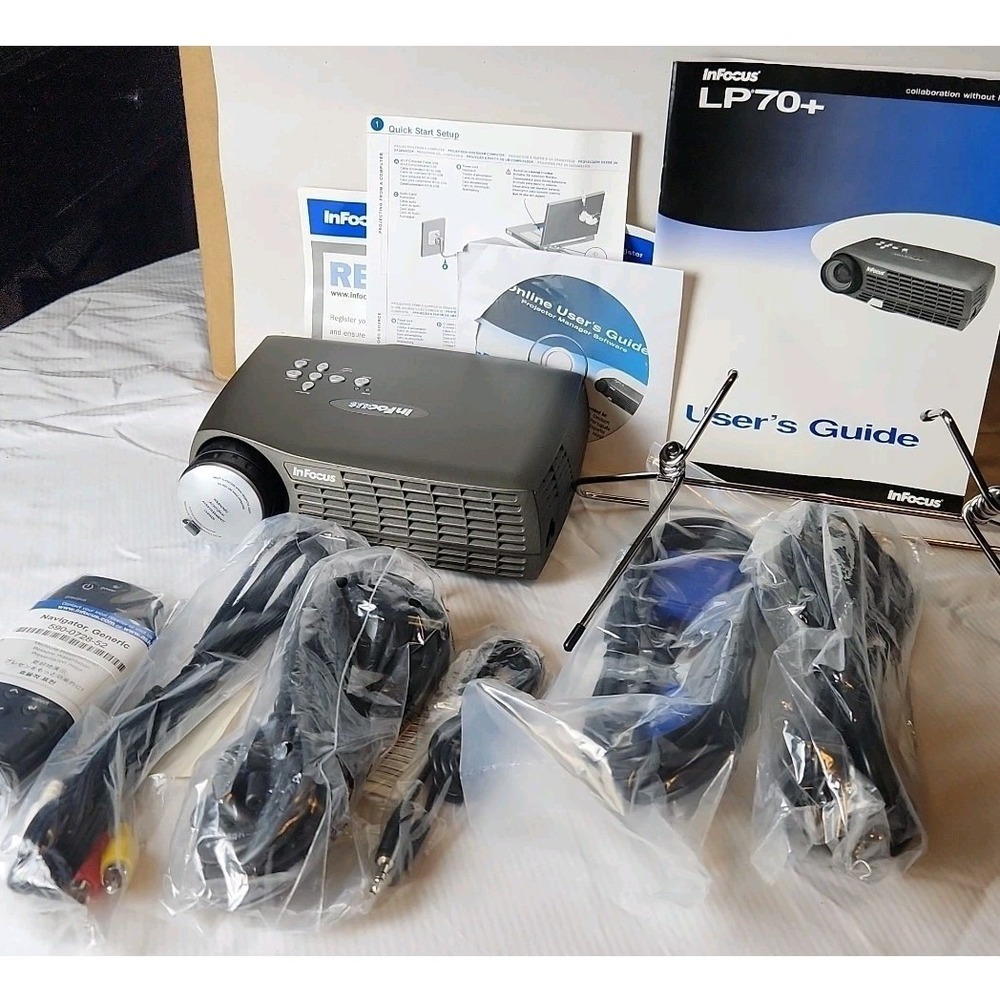 NEW VTG InFocus LP70+ DLP Home Theater Projector Bundle Complete New Open Box